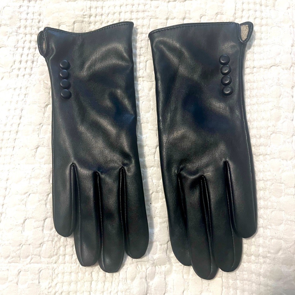 Vintage leather gloves fleece lined